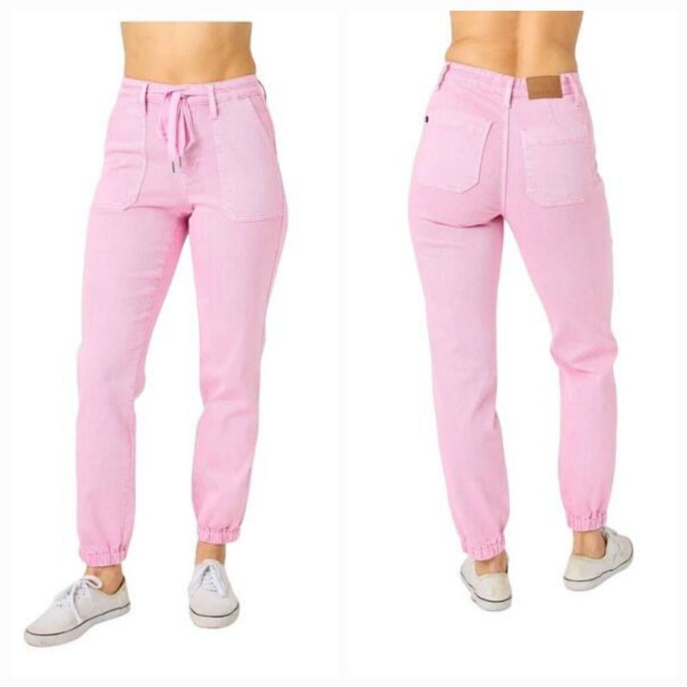 Judy Blue High Waist Pocket Denim Jean Jogger Pink Garment Dyed Size‎ 9 /29